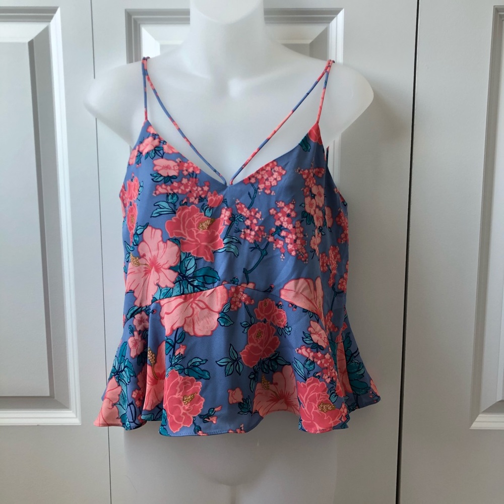 NWT Lord & Taylor Blue & Pink Floral Top Sz XS